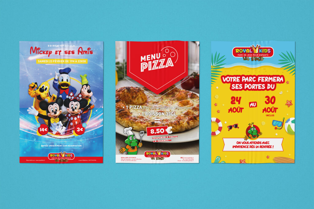 Mise en situation des affiches A3 Event Royal Kids Les Echets