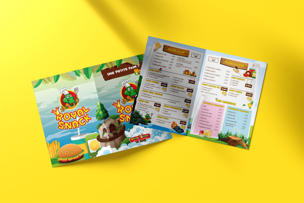 Mise en situation du Menu A5 2 volets de Royal Kids Les Echets